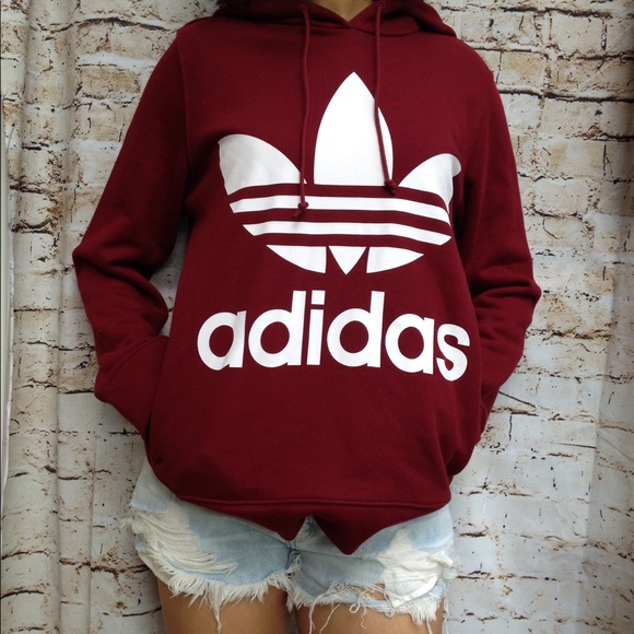 burgundy adidas sweatshirt womens